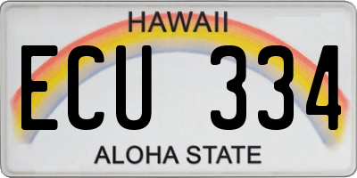 HI license plate ECU334