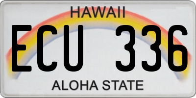 HI license plate ECU336
