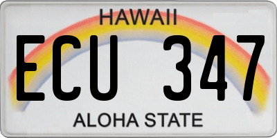 HI license plate ECU347