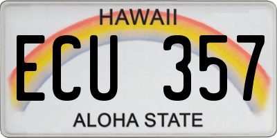 HI license plate ECU357