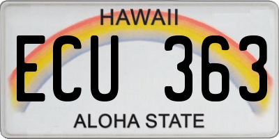 HI license plate ECU363