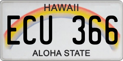 HI license plate ECU366