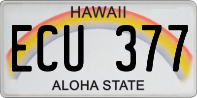 HI license plate ECU377