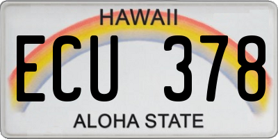 HI license plate ECU378