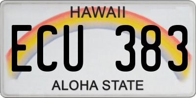 HI license plate ECU383