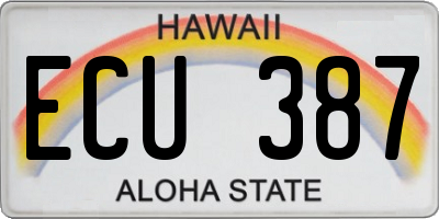 HI license plate ECU387