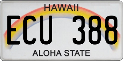 HI license plate ECU388