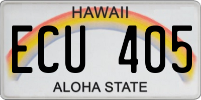 HI license plate ECU405