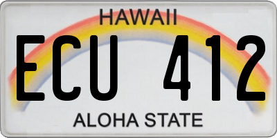 HI license plate ECU412