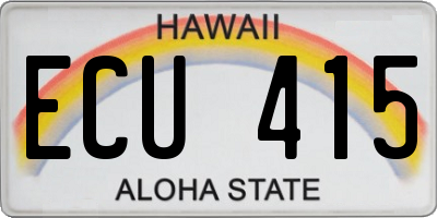 HI license plate ECU415
