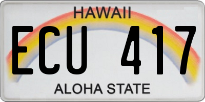 HI license plate ECU417