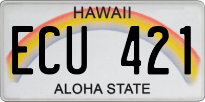 HI license plate ECU421
