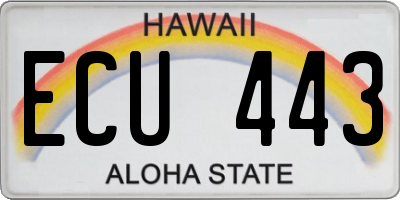 HI license plate ECU443