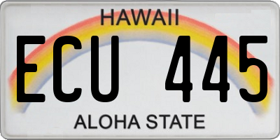 HI license plate ECU445