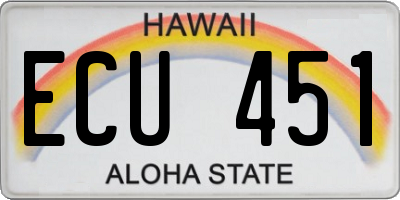 HI license plate ECU451
