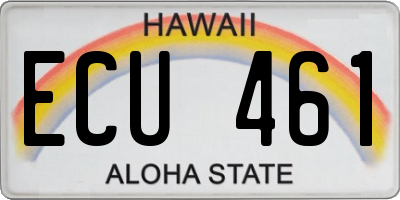 HI license plate ECU461