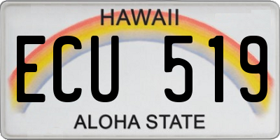 HI license plate ECU519