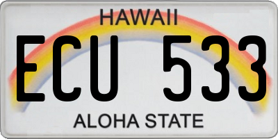 HI license plate ECU533