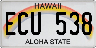 HI license plate ECU538