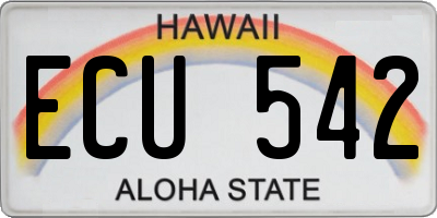 HI license plate ECU542
