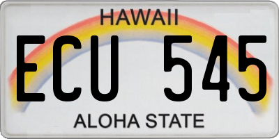HI license plate ECU545