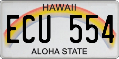 HI license plate ECU554