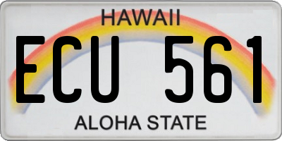 HI license plate ECU561