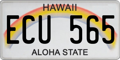 HI license plate ECU565