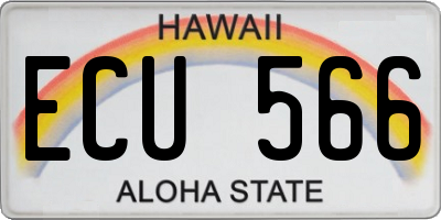 HI license plate ECU566