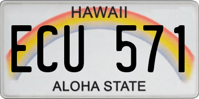 HI license plate ECU571