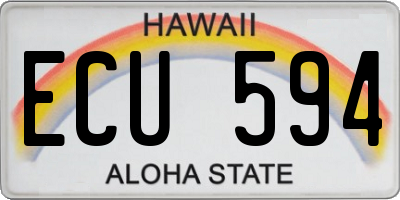 HI license plate ECU594