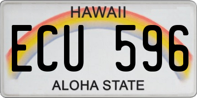 HI license plate ECU596