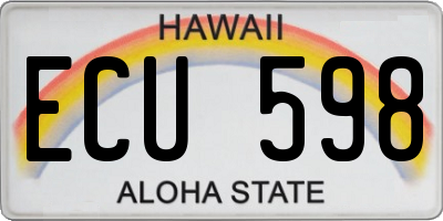 HI license plate ECU598