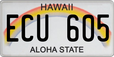 HI license plate ECU605