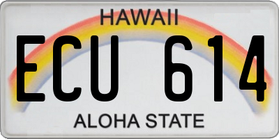 HI license plate ECU614