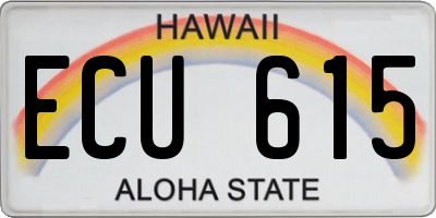 HI license plate ECU615