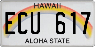 HI license plate ECU617