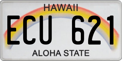 HI license plate ECU621