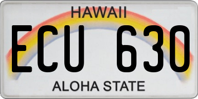 HI license plate ECU630