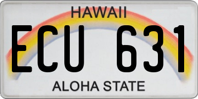 HI license plate ECU631