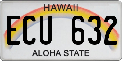 HI license plate ECU632
