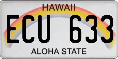 HI license plate ECU633