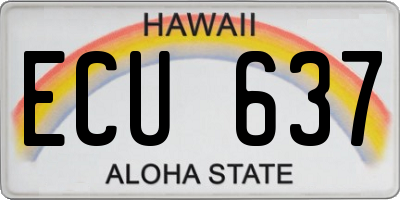 HI license plate ECU637