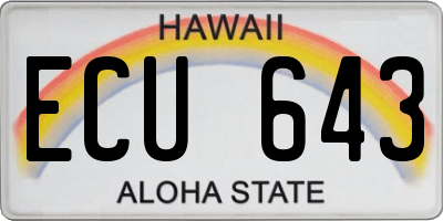 HI license plate ECU643