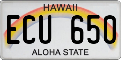 HI license plate ECU650