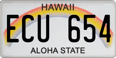 HI license plate ECU654