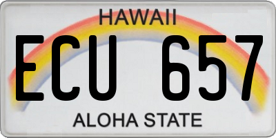 HI license plate ECU657