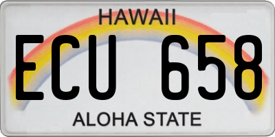 HI license plate ECU658