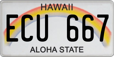 HI license plate ECU667