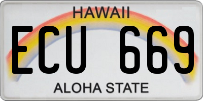 HI license plate ECU669